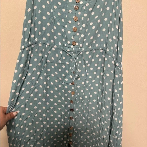 Polka Dot Maxi Dress in Teal - Picture 4 of 10